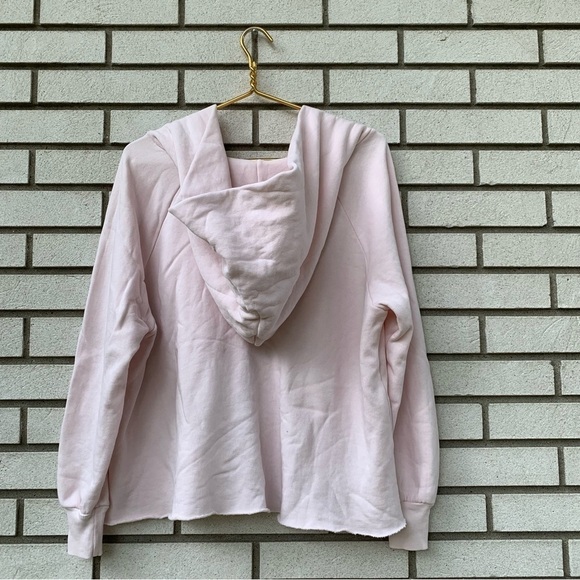 Wildfox Pink Hutton Lace-Up Hoodie Oversized Sweatshirt Raw Hem Blush Size Small - Picture 9 of 10
